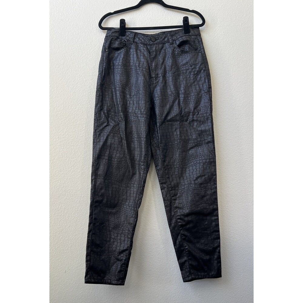 PrettyLittleThing Women’s Black Snake Crocodile Embossed Pants Sz 8 US